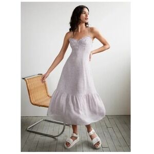 Wilfred Broadway Midi Dress Purple Floral Print Spaghetti Strap Summer‎ Casual